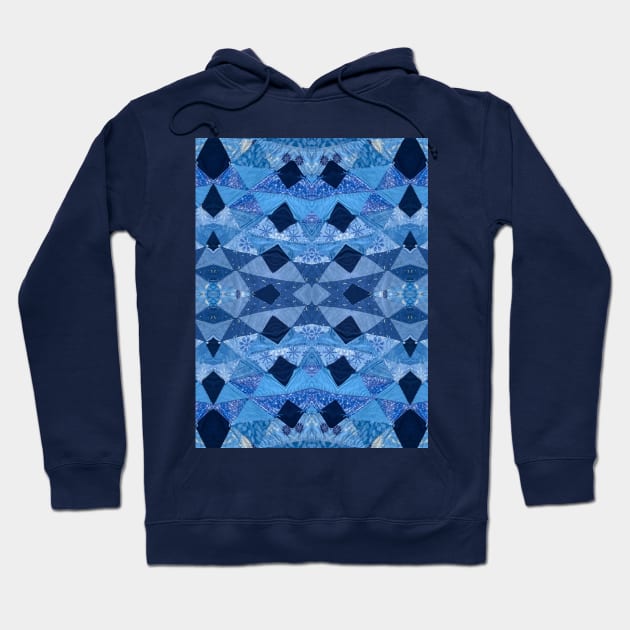 Blue Patchwork Quilt Pattern Hoodie by Amanda1775